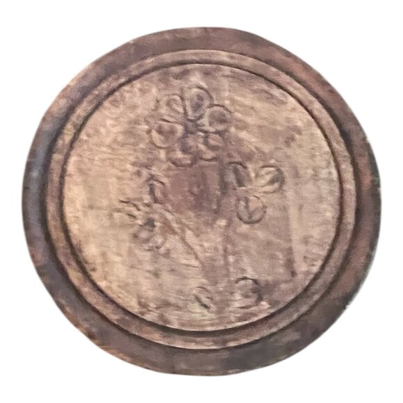 Vtg Teak Wood Coaster Set Brass Inlay Caddy & Hand-Carved Coasters 3 3/8" India - Picture 6 of 14